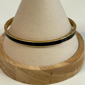 Kate Spade Draw The Line Black & Gold Thin Bangle Bracelet